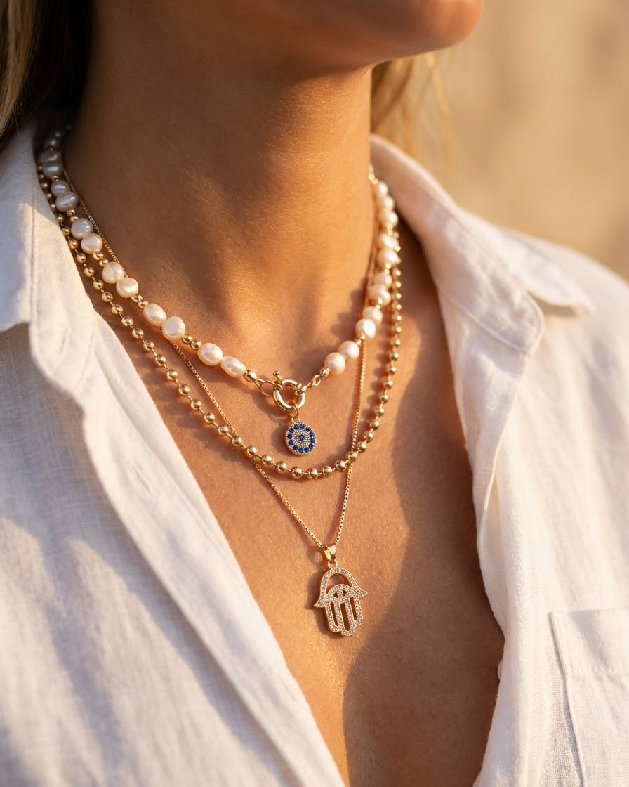 Collar Ojo Turco bañado en oro (2X1) | Protección y abundancia