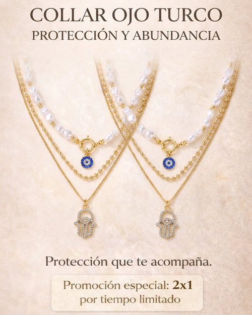Collar Ojo Turco bañado en oro (2X1) | Protección y abundancia