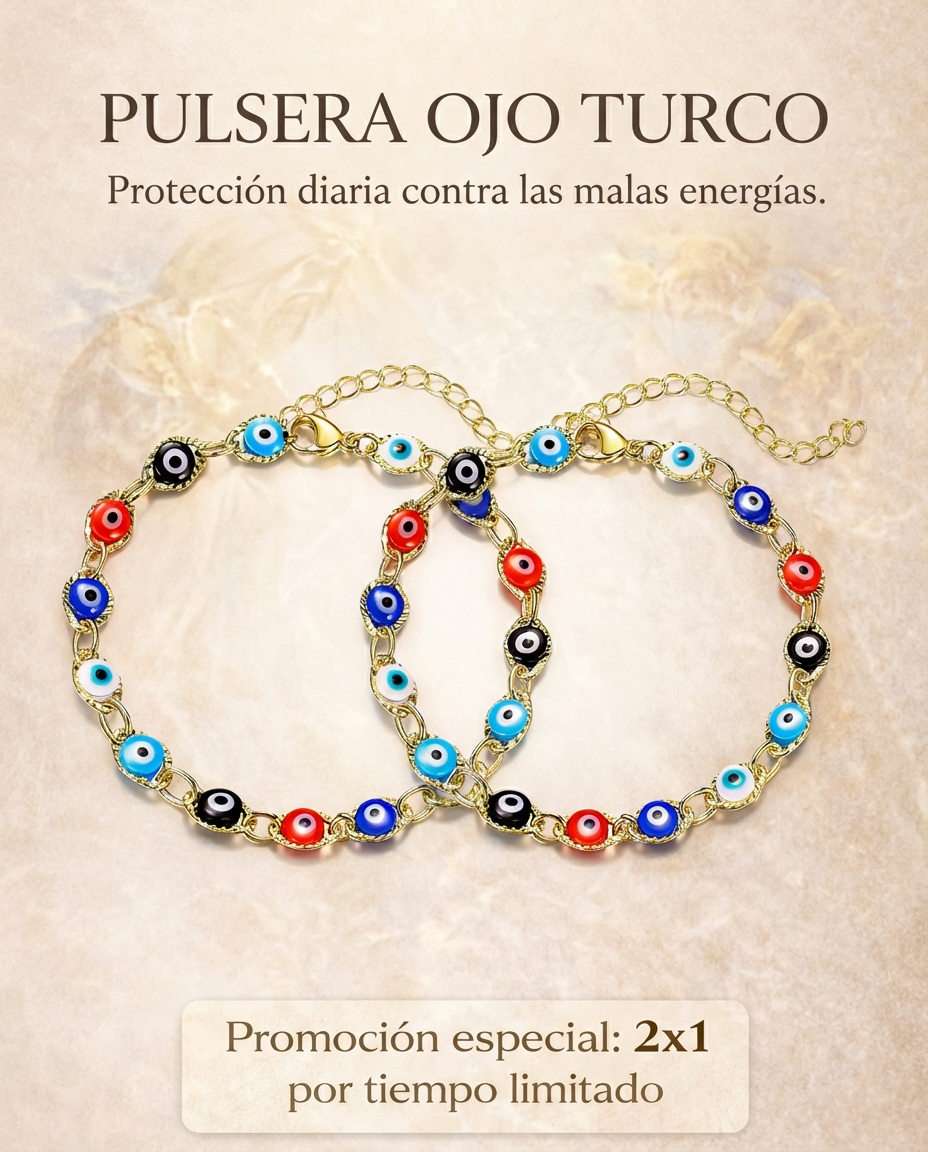 Pulsera de Ojo Turco Bañado en Oro 18k (2x1)
